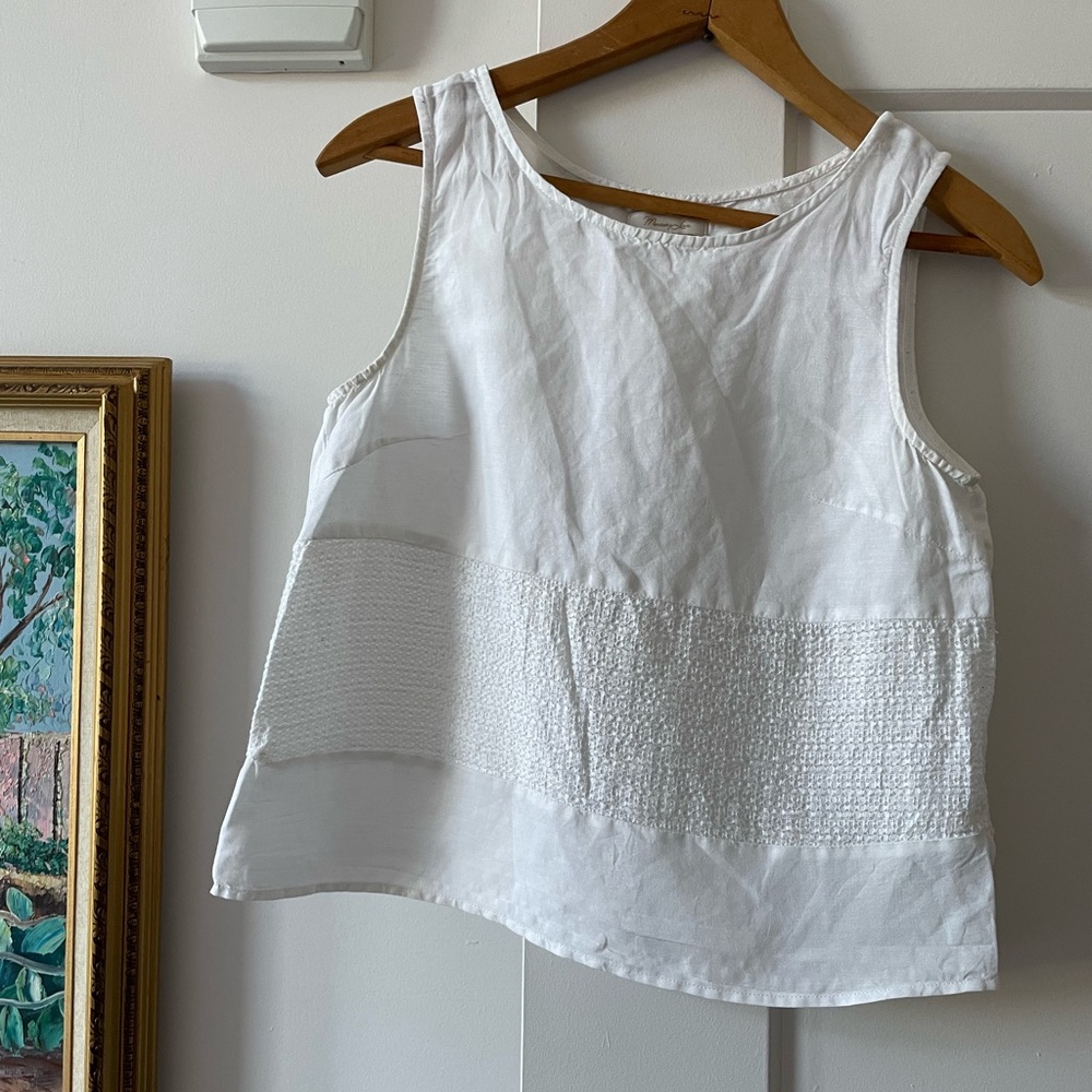 Mercury Luxe embroidered linen tank top womens F